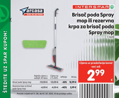 Brisač poda spray mop ili rezervna krpa za brisač poda spray mop