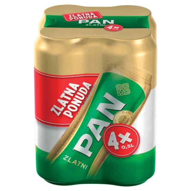Pivo pan zlatni 4 x 500 ml