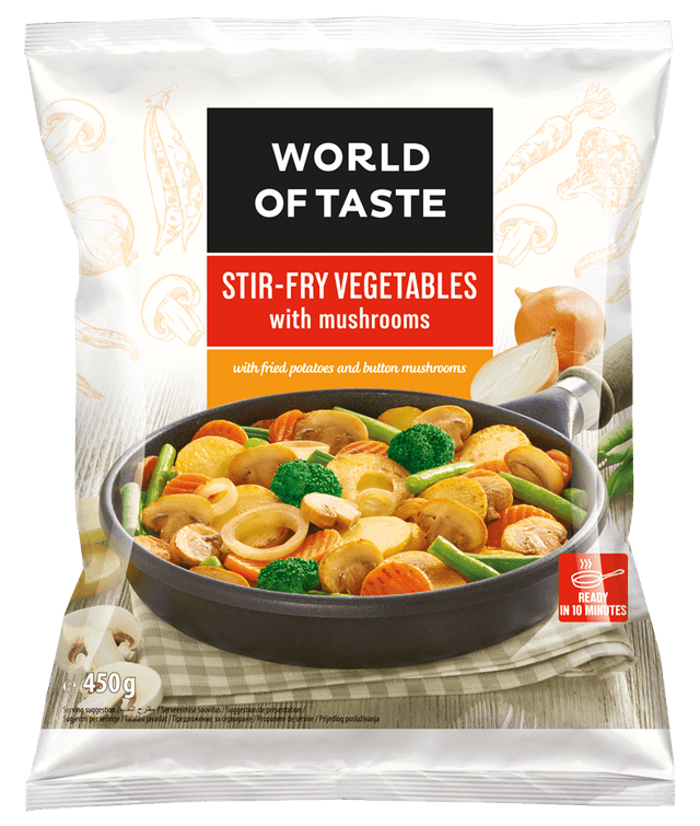 Stir-fry vegetables with mushrooms 450 g