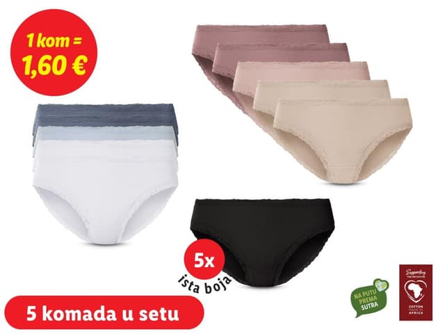 Gaćice sa čipkom 5 komada u setu
