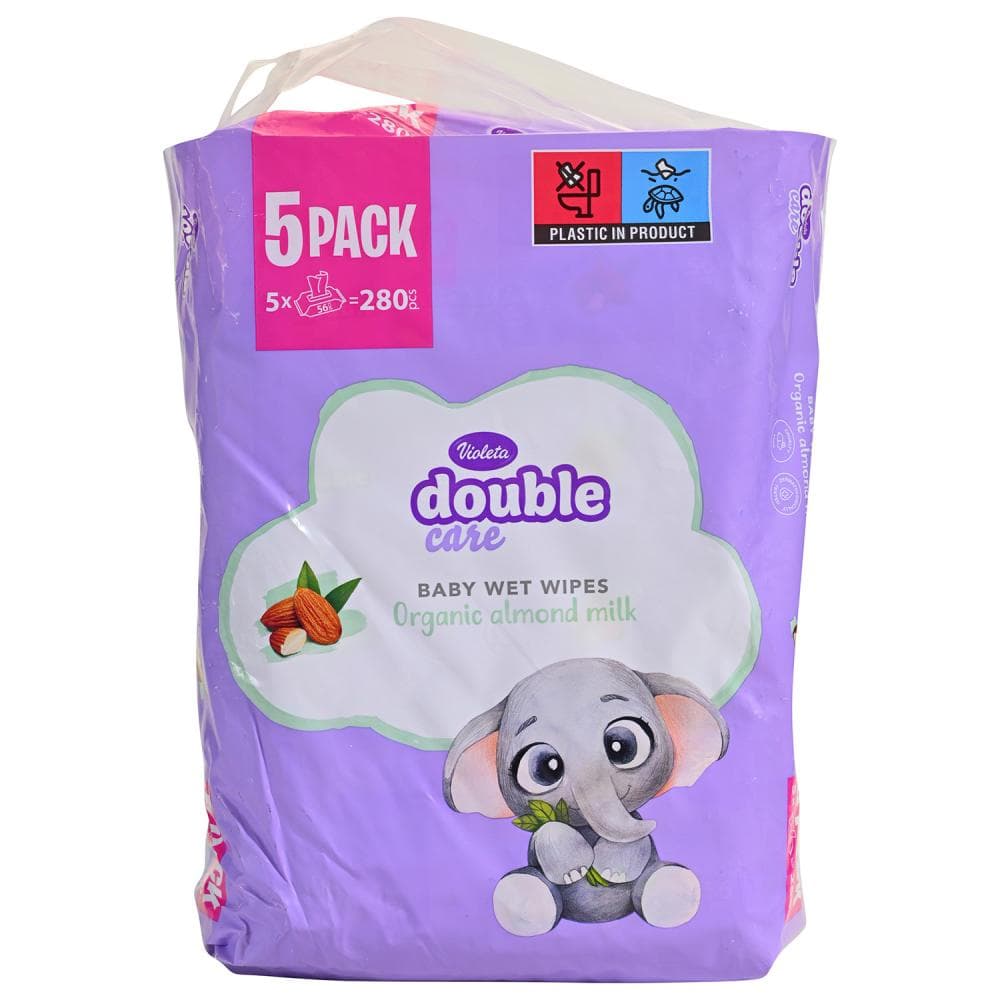 Vlažne maramice 5x56 kom Double care, Violeta