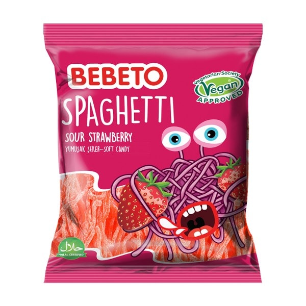 Bebeto spaghetti sour strawberry 80 g