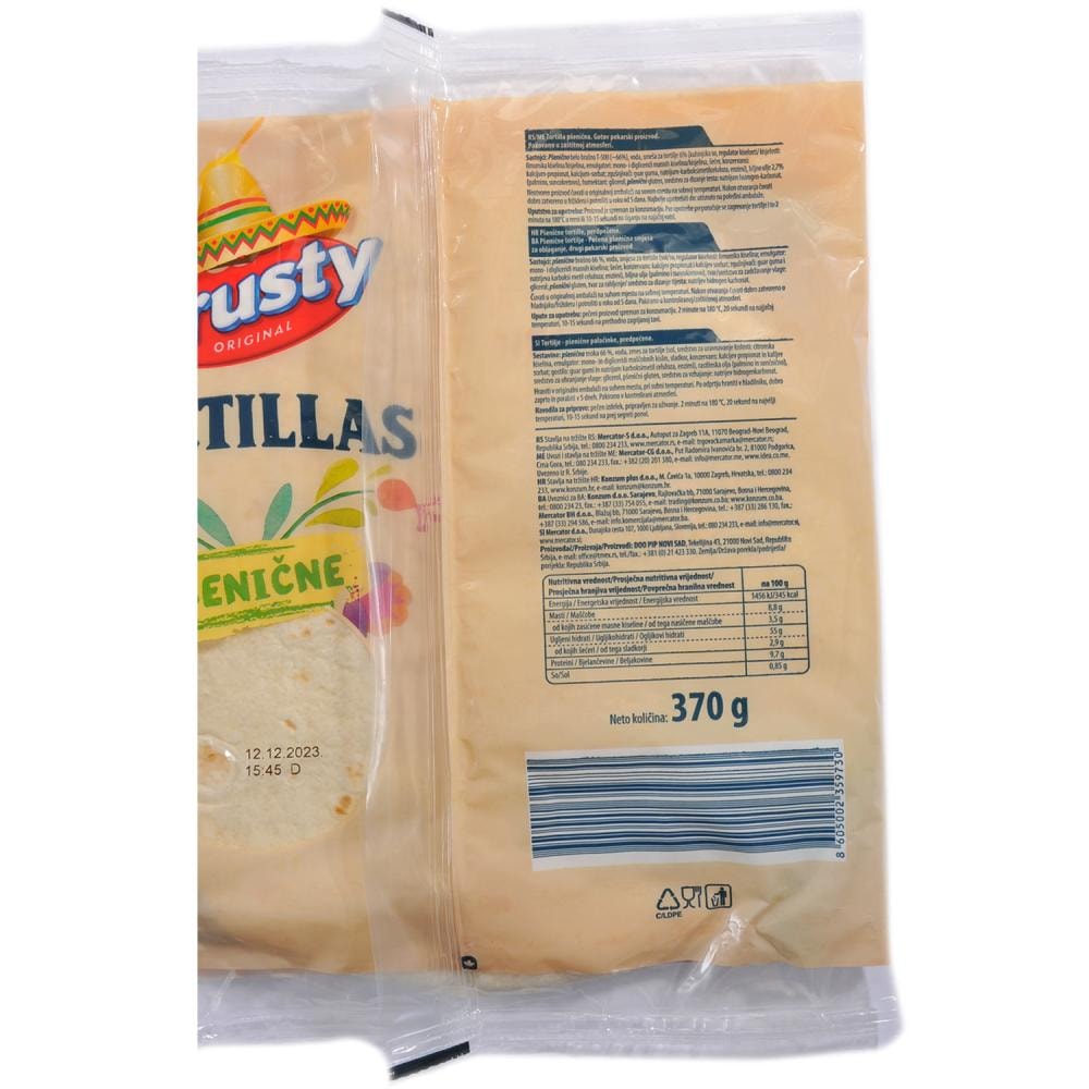 Hrusty tortilla 6x25cm, 370g