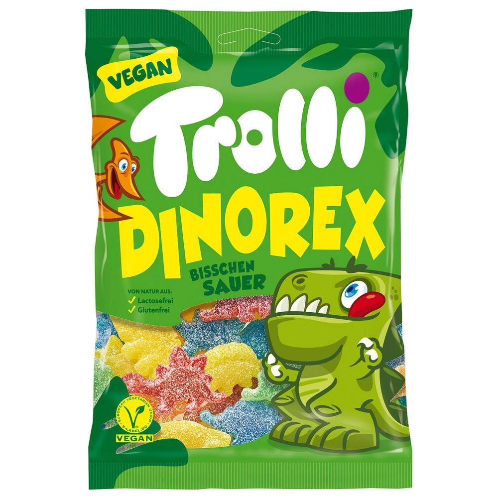 Bomboni sour glowworms/dino rex 100g