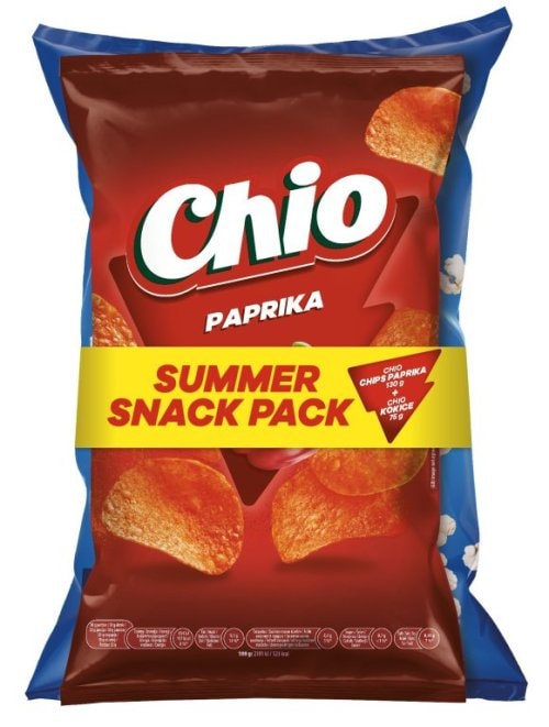 Čips paprika + popcorn Čips 130g, Popcorn 75g