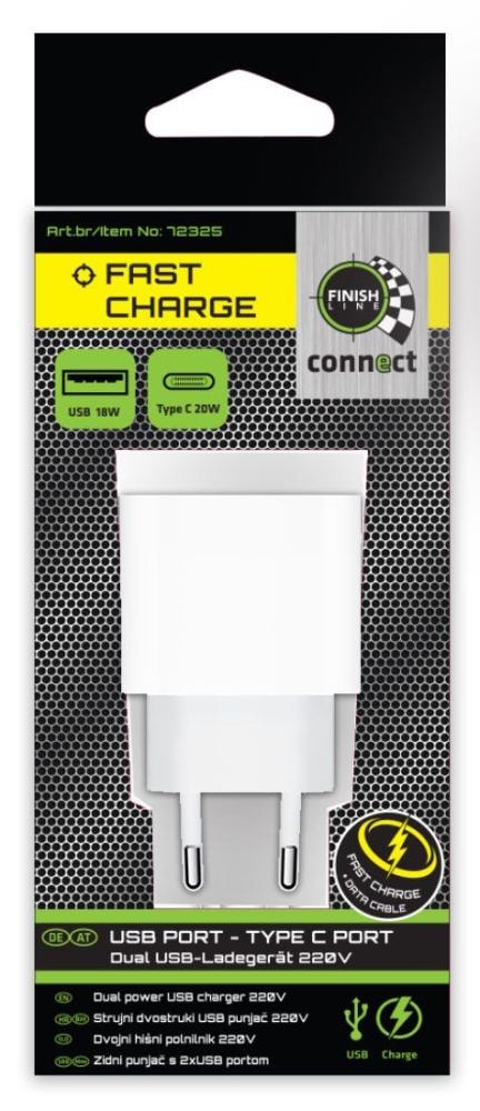 Punjač kućni usb+tip c 3+2,22a