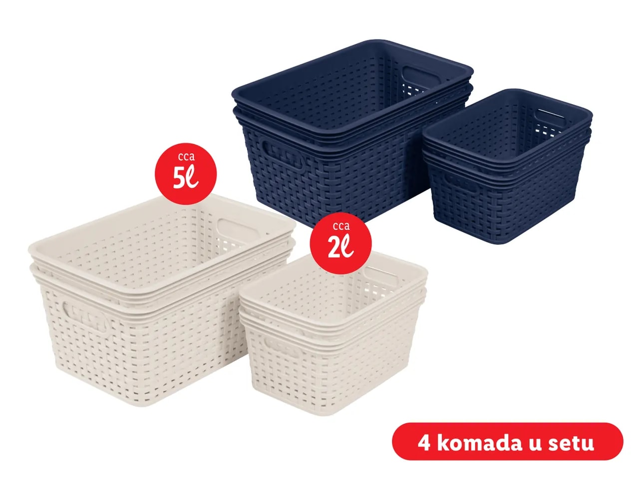 Košara za pohranjivanje 4 komada u setu