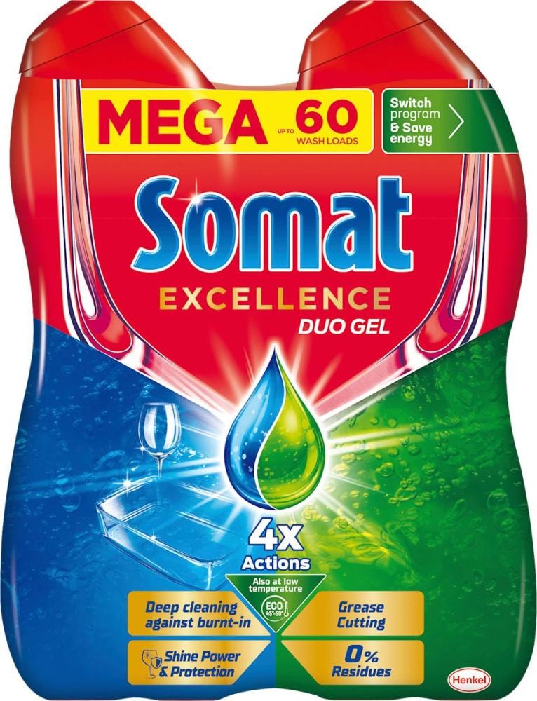 Tablete za strojno pranje posuđa somat excellence duo gel 76kom