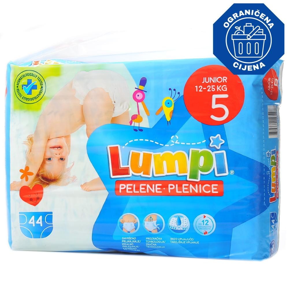 Lumpi dječje pelene maxl 4, 50/1, Junior 5, 44/1, pak