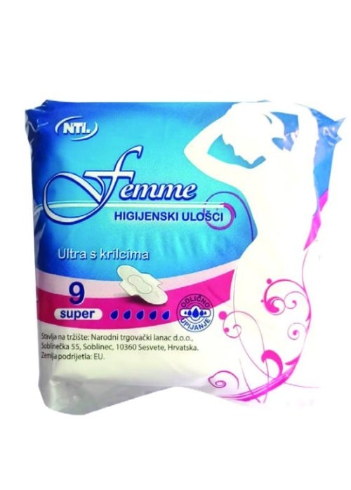 Femme higijenski ulošci normal ultra wings 10 kom