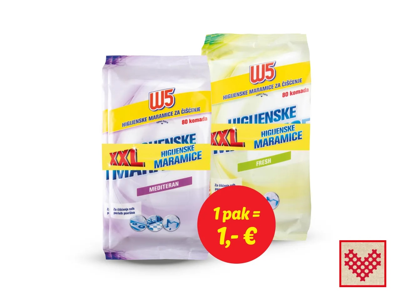 Higijenske maramice za čišćenje xxl 2 x 80 kom
