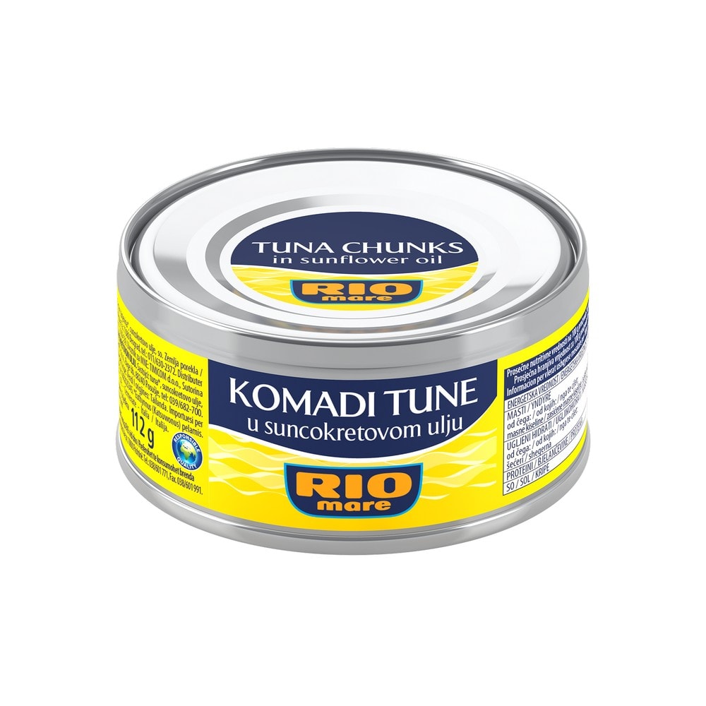 Tuna komadi u suncokretovom ulju ocijeđena masa: 160 g