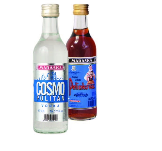 Vodka, pelinkovac, domaći rum, brandy royal, višnjevac 0.1 L Maraska