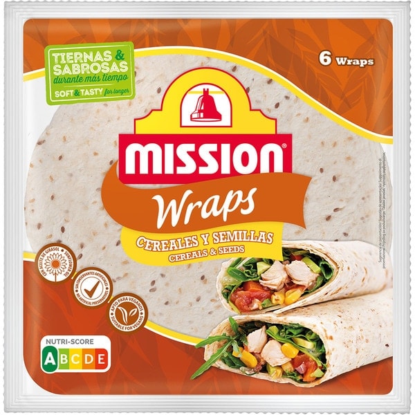 Mission tortilla cereals & seeds 6 Wraps, 370g