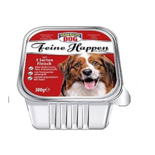 Hrana za pse perfecto dog puretina, tjestenina i povrće/govedina i jetra 300g