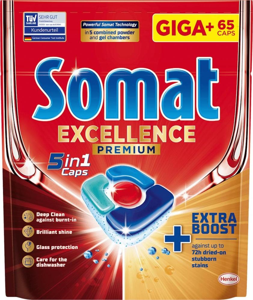 Somat tablete za strojno pranje posuđa Extra 100 kom, 5u1 65 kom
