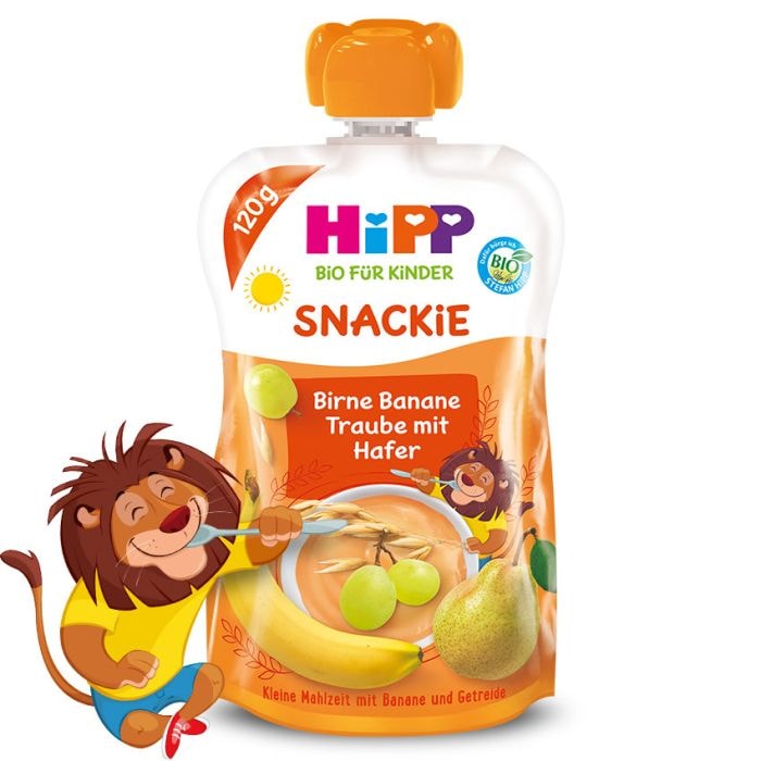 Voćni pire snackie birne banane traube mit hafer