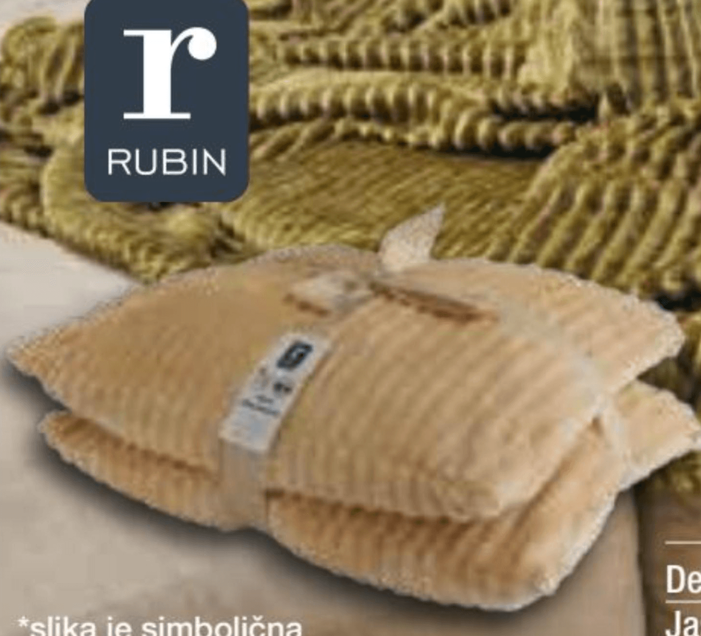 Jastuk flannel cord rubin 2 komada 45 x 45 cm