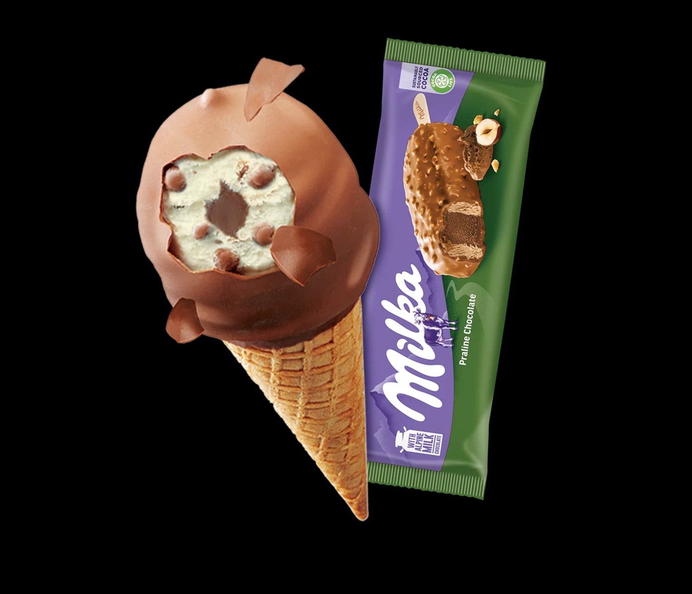 Kornet ball top 100 ml/ 69 g Milka