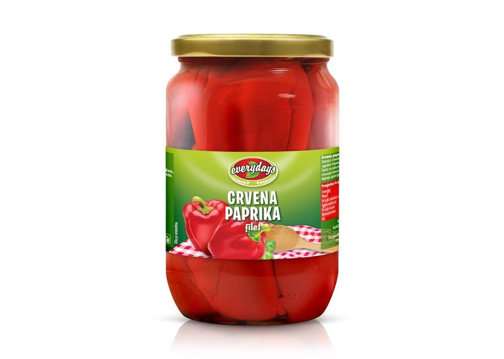 Crvena paprika Masa: 680 g, Ocijeđena masa: 380 g