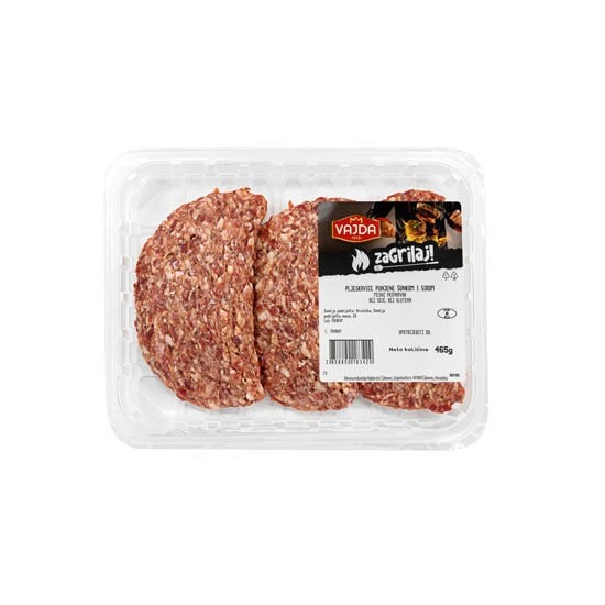 Pljeskavica punjena šunkom i sirom 465g
