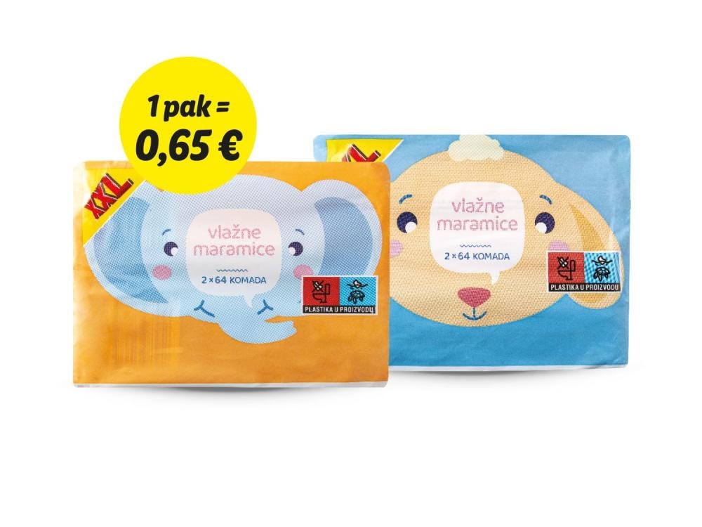 Baby vlažne maramice xxl 2 x 64 kom