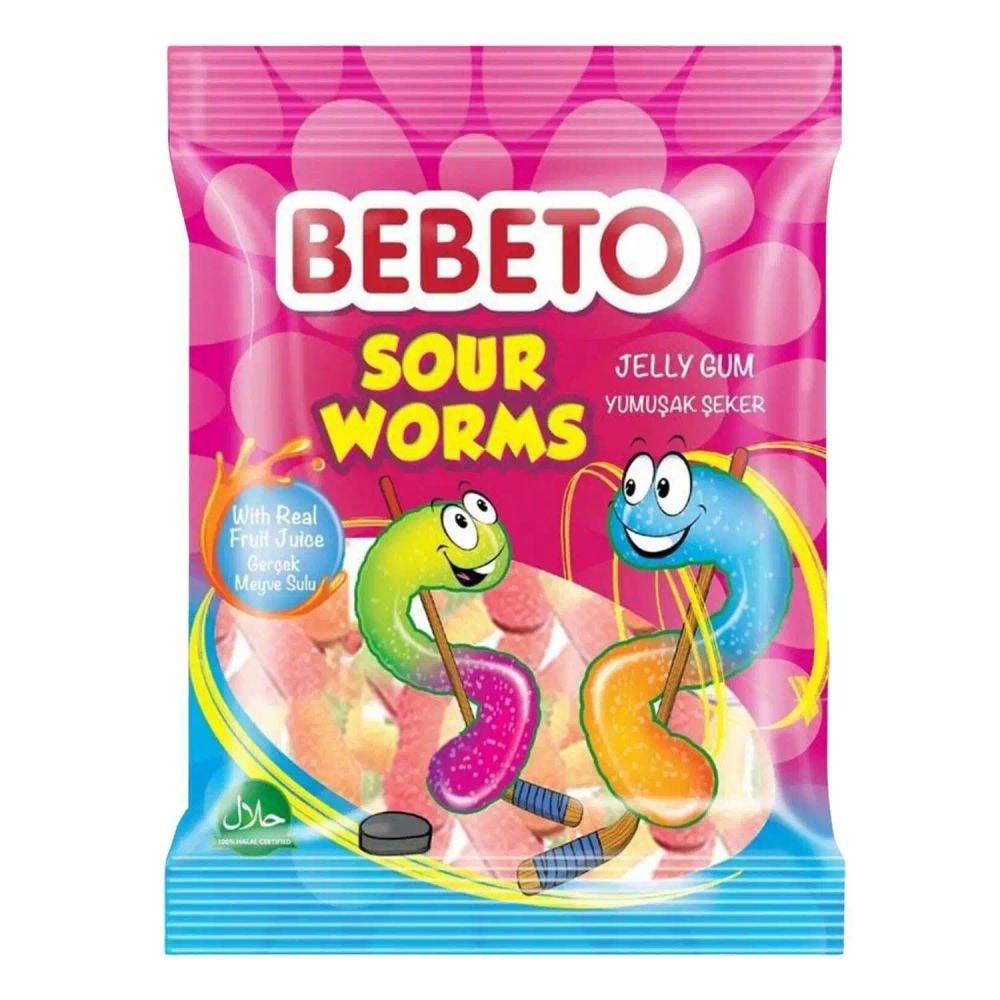 Sour worms, peach rings 80 g