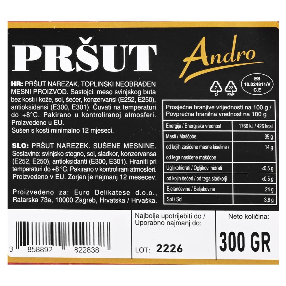 Buđola, pršut 300g