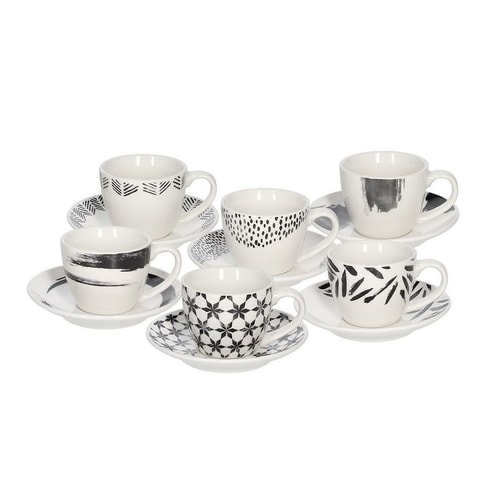 Set šalica i posuda za kavu black white 1 set