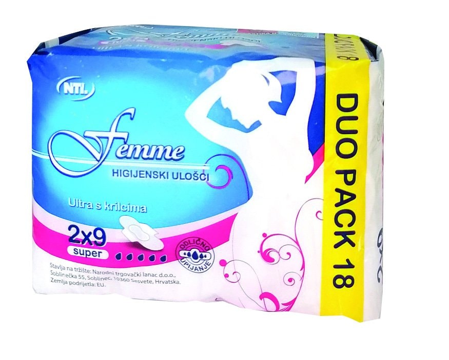 Higijenski ulošci super duopack femme 18 kom