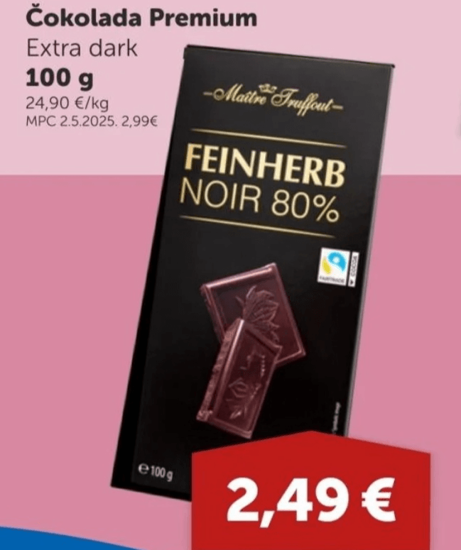 Čokolada Premium Extra dark 100 g Maître Truffout