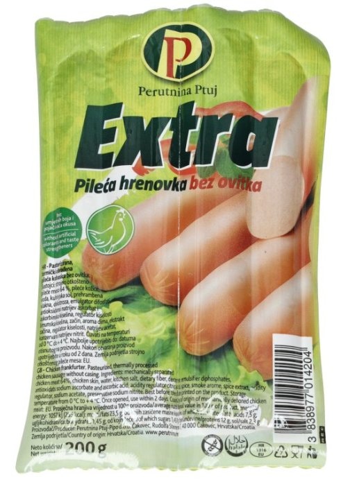 HRENOVKA pileća Extra Perutnina Ptuj 200 g