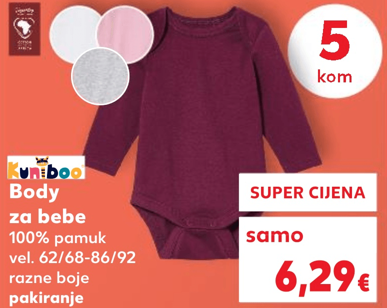 Kuniboo Body za bebe 5 kom