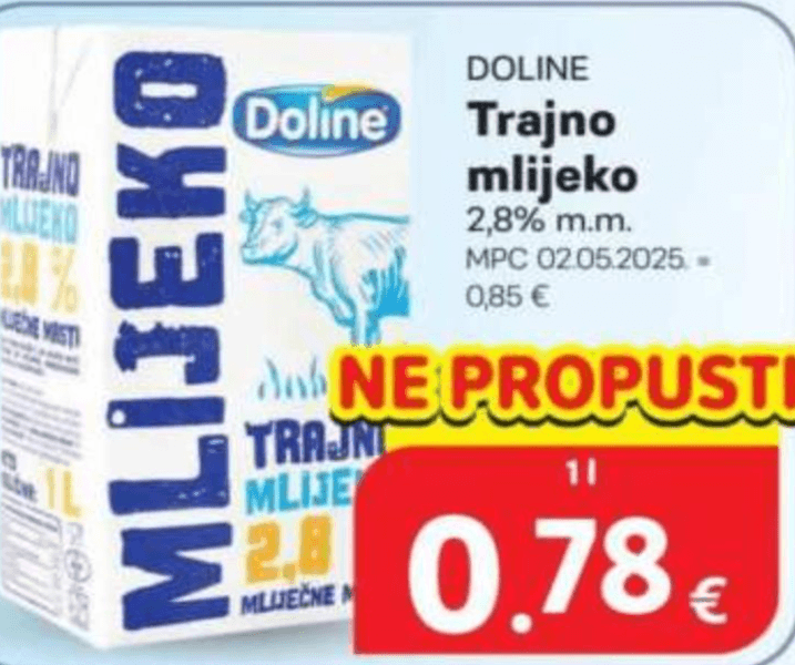 Doline Trajno mlijeko 1 l Doline