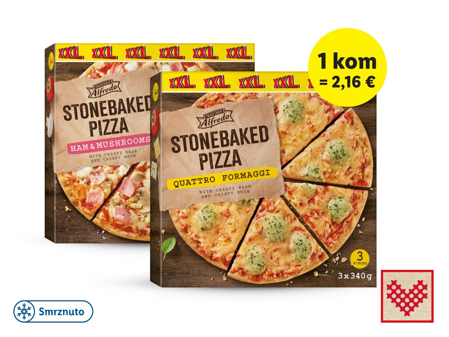 Trattoria Alfredo Pizza sa šunkom i gljivama 3 x 340 g