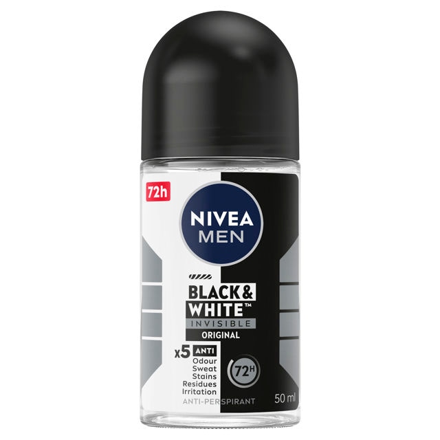 NIVEA Woman invisible black&white 48h protection/pearl & beauty/pure invisible deodorant roll-on 50ml