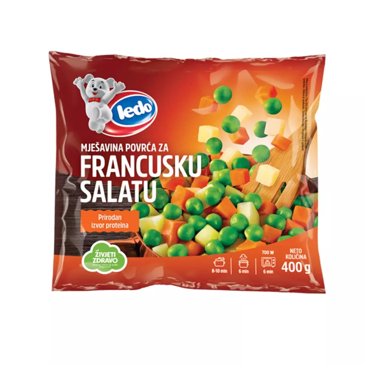 Ledo Miješano povrće za francusku salatu, Grašak mrkva 400 g