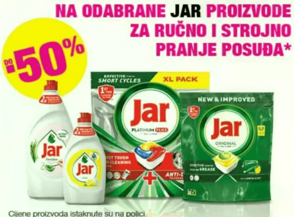 Odabrani Jar proizvodi za ručno i strojno pranje posuđa