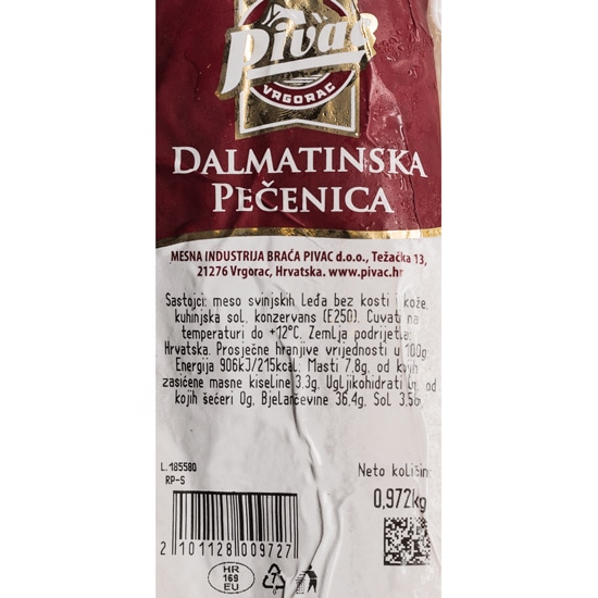 Pivac Dalmatinska pečenica cca 1,2 kg Pivac