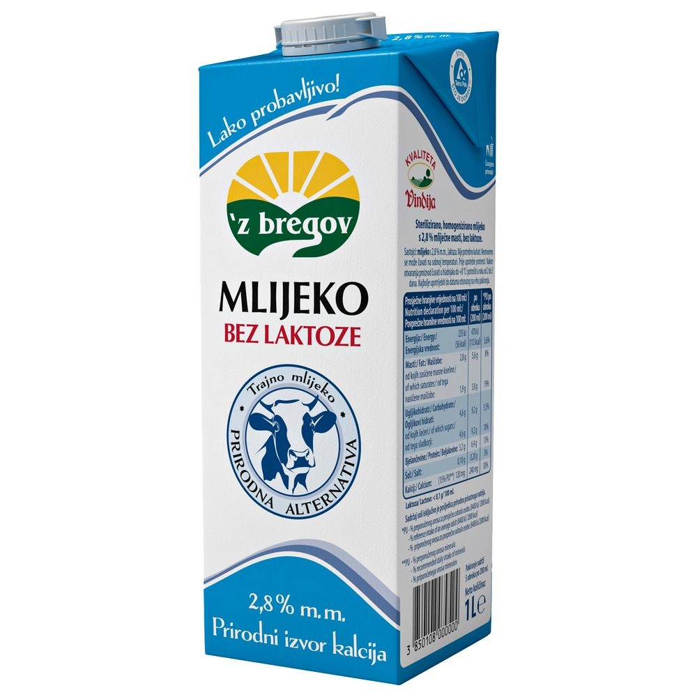 'Z bregov Trajno Mlijeko bez laktoze 1L