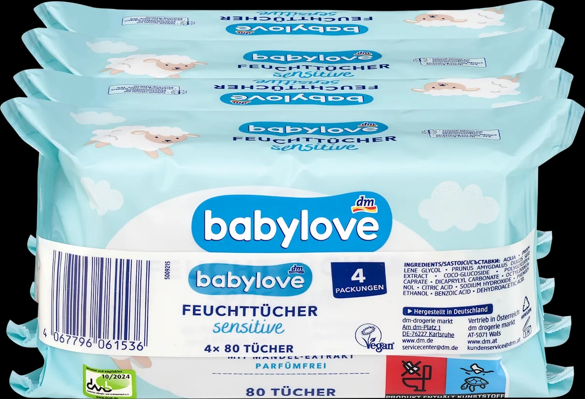 babylove vlažne maramice 4x80 kom., 320kom.