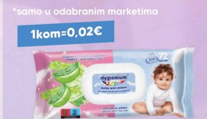 HYGENIUM Vlažne maramice sa vitaminom E i aloe verom 72pcs