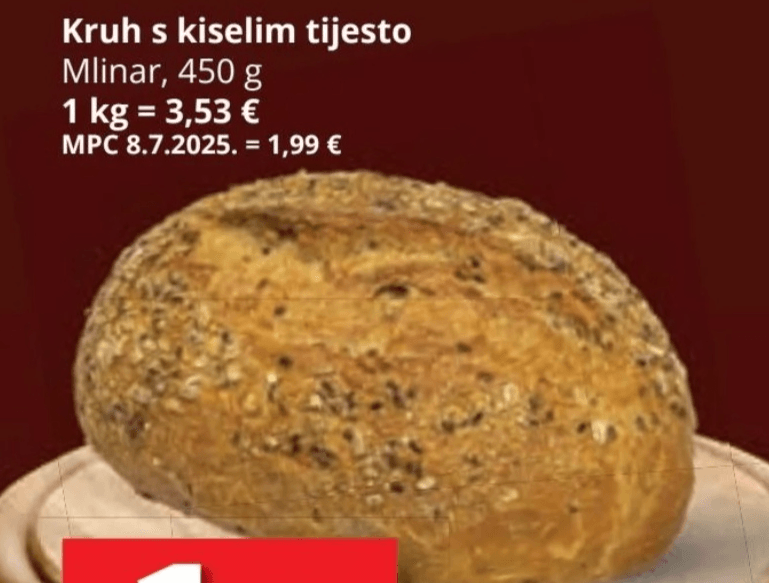 Kruh s kiselim tijesto Mlinar 450 g