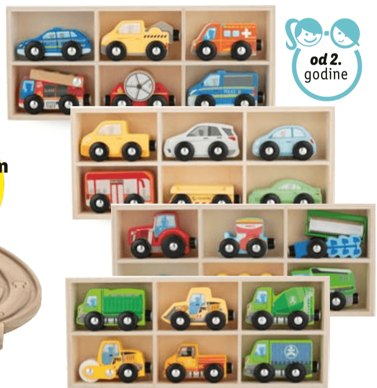 lupilu® Drvena vozila 6 komada u setu