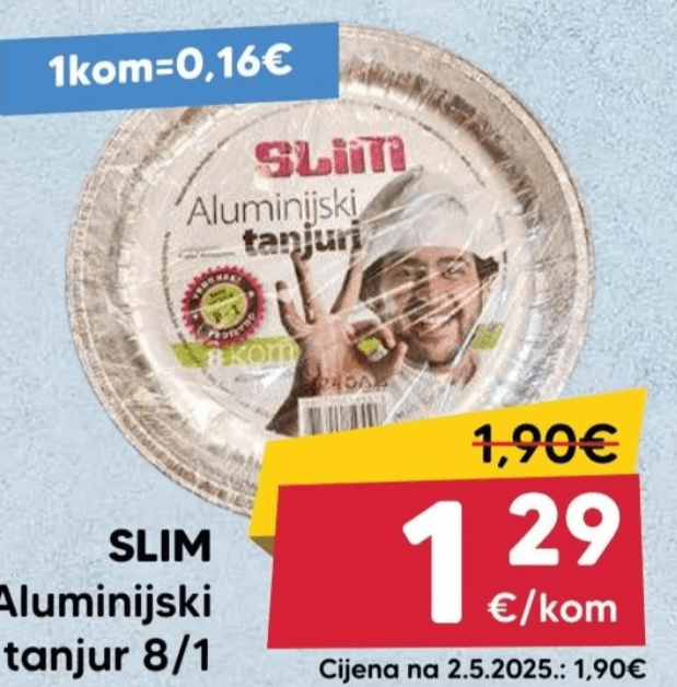 SLIM Aluminijski tanjur 8 komada