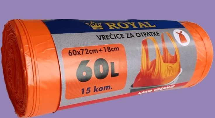 Vrećice za smeće Royal 60 l, 15 kom, 1 rola
