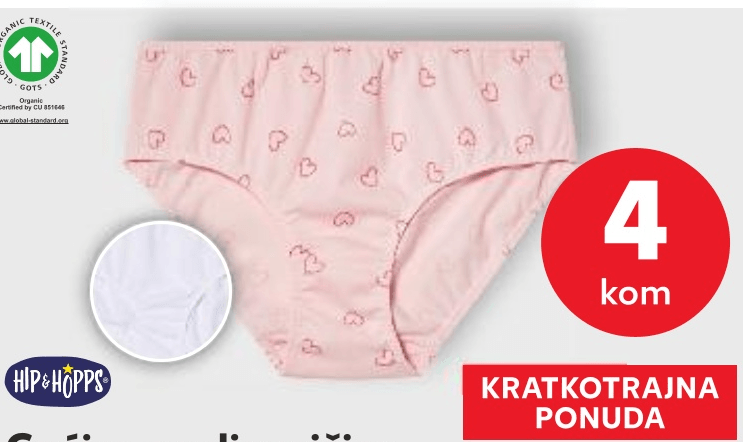 Gaćice za djevojčice 4 kom