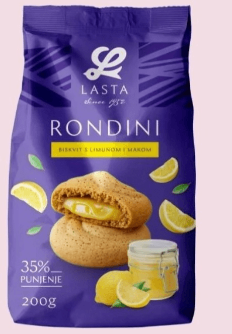 Keks Lasta Rondini Limun mak 200 g
