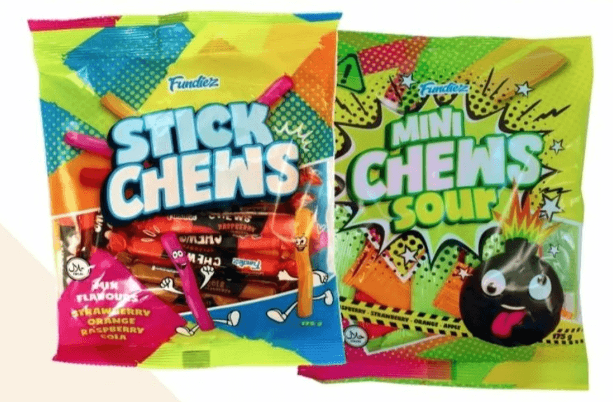 Bomboni Fundiez Stick Chews, Mini Chews Sour 175 g