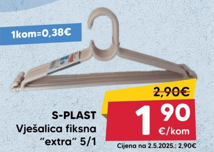 S-PLAST Vješalica fiksna 5 komada